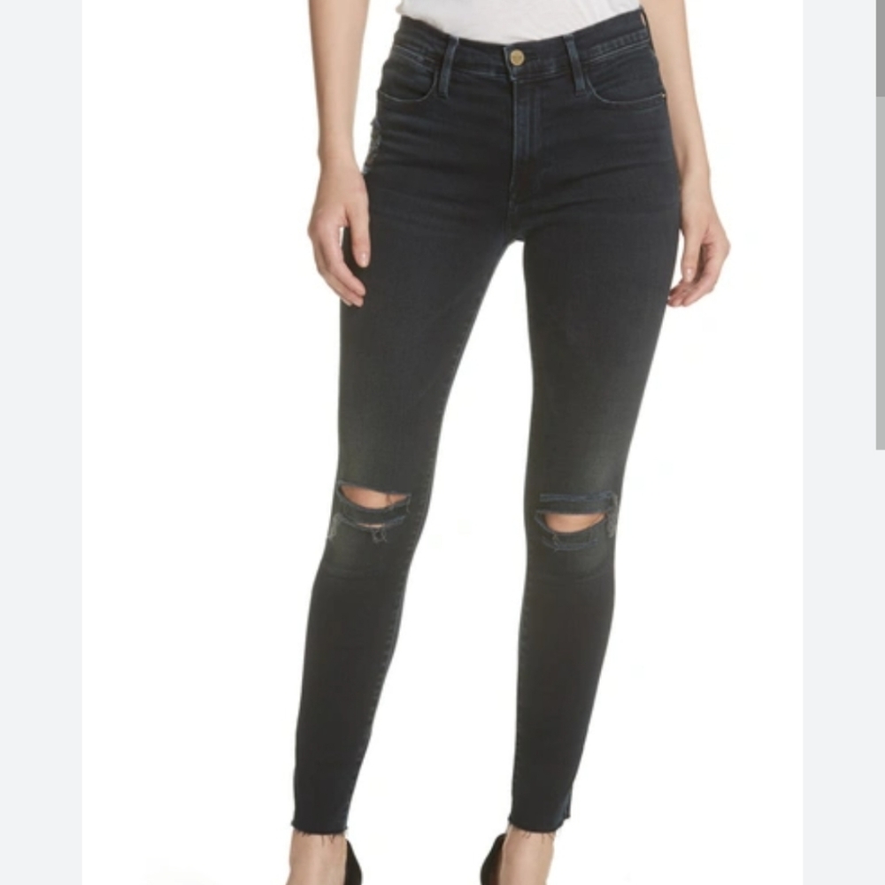 Frame Le High Distressed Skinny Jeans 29 Portofino